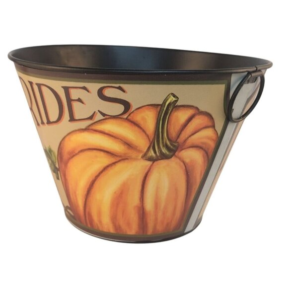 Harvest Hayrides Fall Decor Bucket Vintage Style Table Centerpiece Counter Stora - Picture 3 of 6